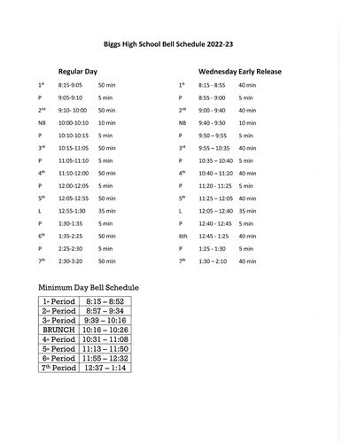 22/23 HS Bell Schedule